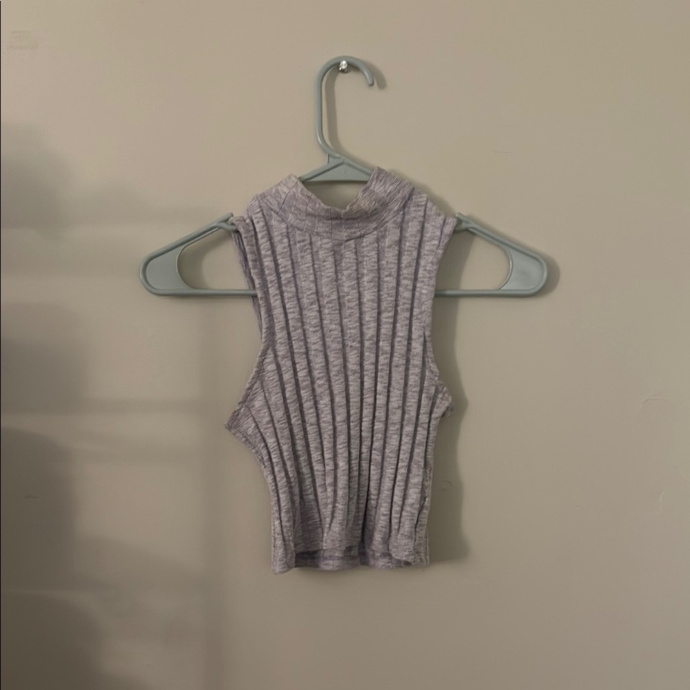 Forever 21 Purple Ribbed Cut Out Crop Tank Top